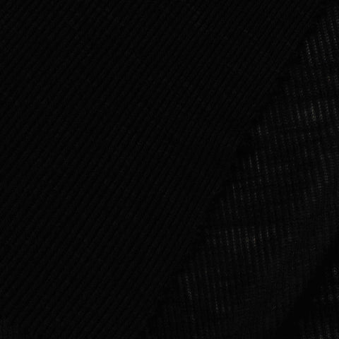 100% Viscose Rib Knit Fabric, 109 gsm, 150 cm — Black
