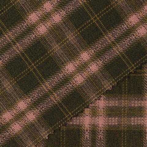 Dark Green Plaid Woven, Poly-Viscose, 285 gsm, 150 cm, ref EF-265207