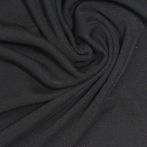 Tencel Lyocell Stretch Rib Knit Fabric, 170 gsm — Black