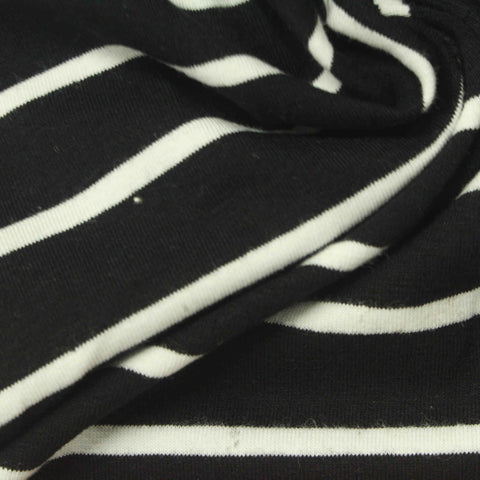 Black Diagonal-Stripe Jersey Knit, Cotton