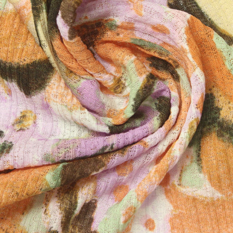 Orange Abstract Rib Knit, Polyester