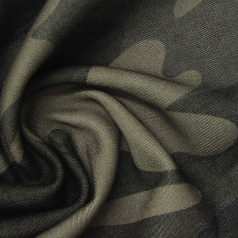 Green Camo Jersey Knit, Polyester, 208 gsm