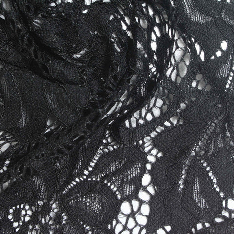 Black Floral Lace, Nylon, 160 gsm