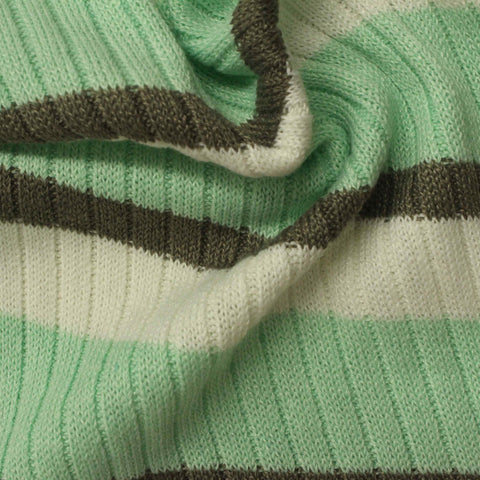 Mint Stripes Rib Knit, Polyester