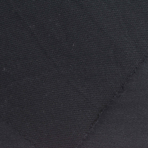 Polyester Viscose Stretch French Terry Fabric, 230 gsm — Black
