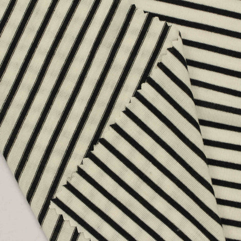Black Horizontal-Stripe Knit, Poly-Viscose, 160 gsm
