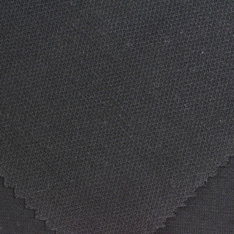 Cotton Polyester Piqué Knit Fabric, 230 gsm, 157 cm — Black