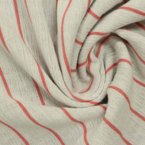 Red Vertical-Stripe Crepe, Viscose