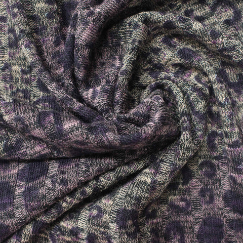 Purple Leopard Knit, Polyester, 200 gsm