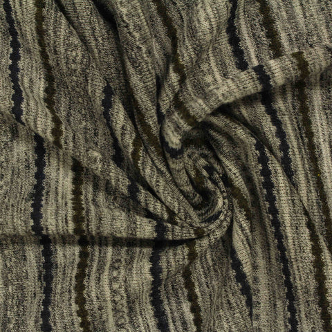Dark Green Stripes Jersey Knit, Cotton-Poly, 109 gsm