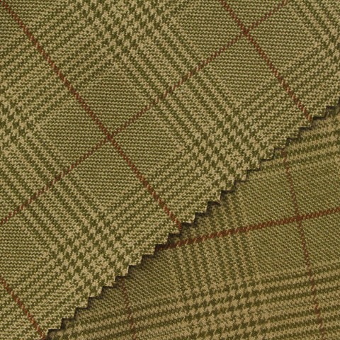 Olive Plaid Woven, Poly-Viscose, 260 gsm