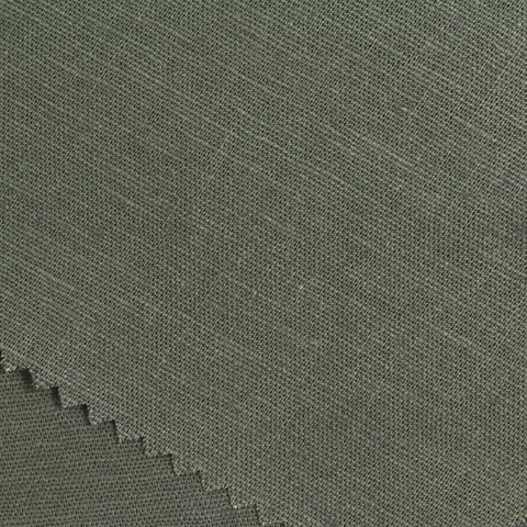 Linen Cotton Stretch Woven Fabric, 218 gsm — Green