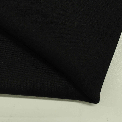 Polyester Viscose Stretch Scuba Knit Fabric, 300 gsm — Black