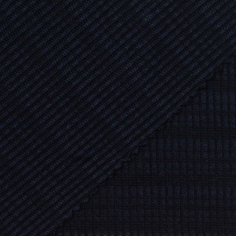 Dark Navy Horizontal-Stripe Rib Knit, Viscose-Poly
