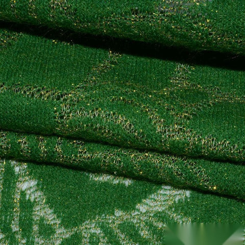 Acrylic Metallic Chunky Knit Fabric, 135 gsm, 150 cm — Green, ref EF-8419