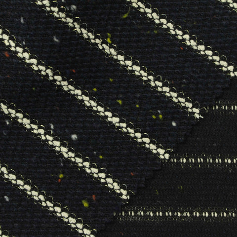 White Horizontal-Stripe French Terry, Poly-Acrylic