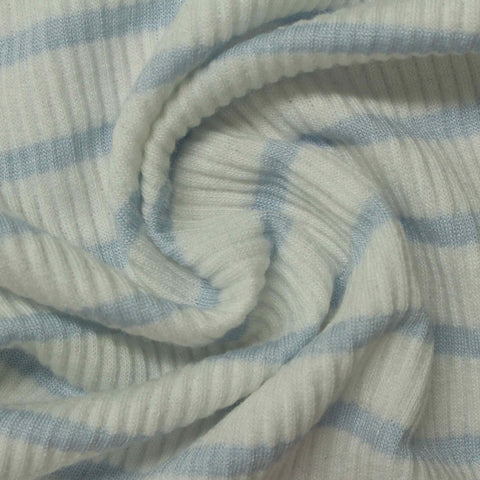 Light Blue Horizontal-Stripe Knit, Poly-Viscose