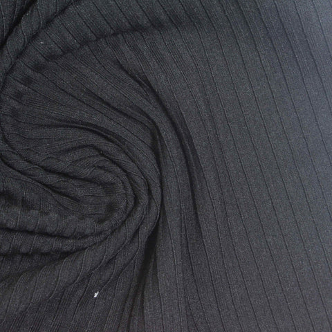 Polyester Viscose Stretch Rib Knit Fabric, 322 gsm, 138 cm — Grey
