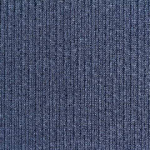 Blue Marl Rib Knit, Poly-Viscose, 280 gsm