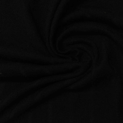 Polyester Viscose Stretch Rib Knit Fabric, 215 gsm — Black