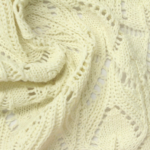 Cream Openwork Pointelle Knit, Poly-Cotton, 340 gsm, 150 cm