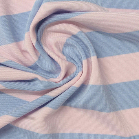 Light Blue Stripe Jersey Knit, Tencel Lyocell