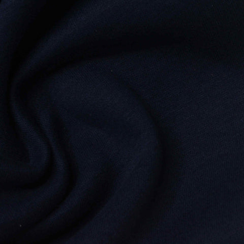 Brushed Cotton Polyester French Terry Fabric, 260 gsm, 170 cm — Navy