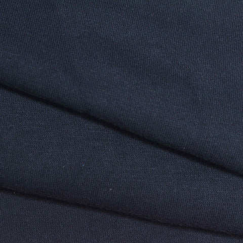 Brushed Cotton Polyester French Terry Fabric, 300 gsm, 170 cm — Navy, ref EF-267288
