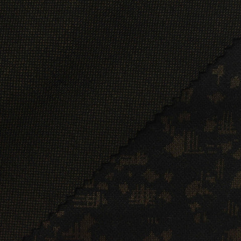 Dark Brown Abstract Interlock Knit, Poly-Viscose