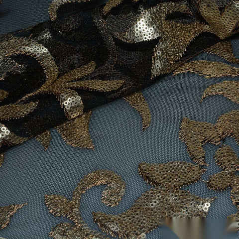 Gold Sequin Mesh, Polyester, 134 gsm