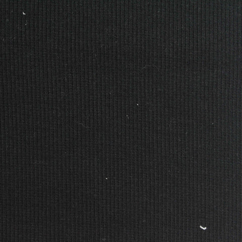 Cotton Stretch Rib Knit Fabric, 404 gsm, 165 cm — Black