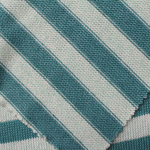 Teal Horizontal-Stripe Rib Knit, Poly-Viscose, 300 gsm