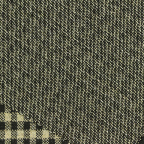 Black Check Interlock Knit, Poly-Viscose, 330 gsm