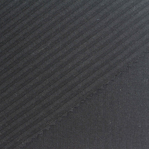 Polyester Viscose Stretch Rib Knit Fabric, 316 gsm, 138 cm — Grey