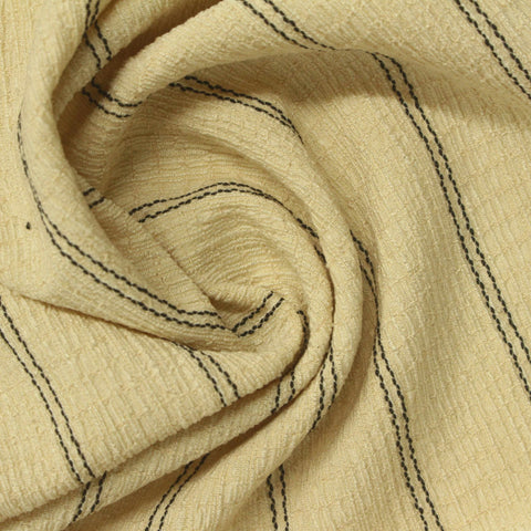 Black Vertical-Stripe Crepe, Polyester, 124 gsm