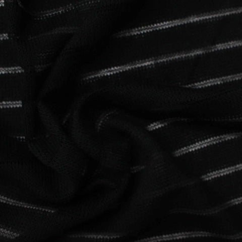 Grey Horizontal-Stripe Chunky Knit, Polyester, 165 gsm