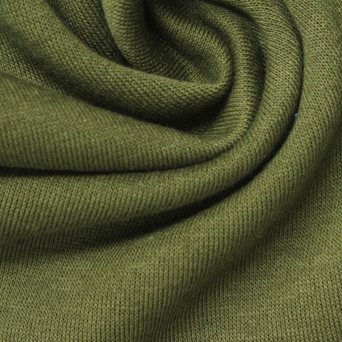 Brushed Polyester Cotton French Terry Fabric, 250 gsm, 185 cm — Green