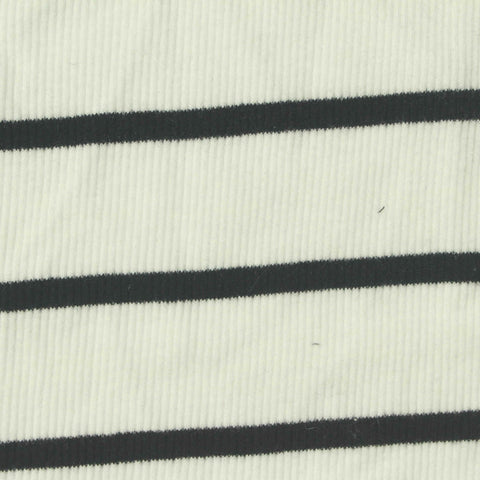 Black Horizontal-Stripe Rib Knit, Cotton-Poly, 230 gsm, 140 cm