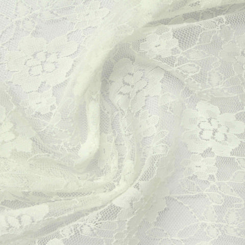 Cream Floral Lace, Polyester, 90 gsm
