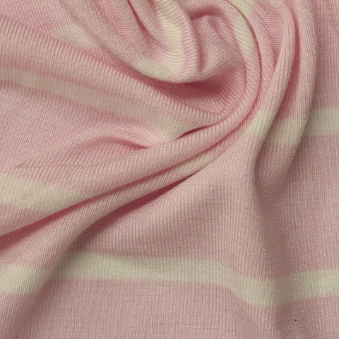 Pink Horizontal-Stripe Knit, Viscose, 160 gsm