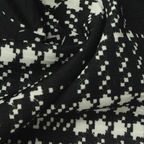 Black Houndstooth Jacquard, Polyester, 190 gsm, 160 cm