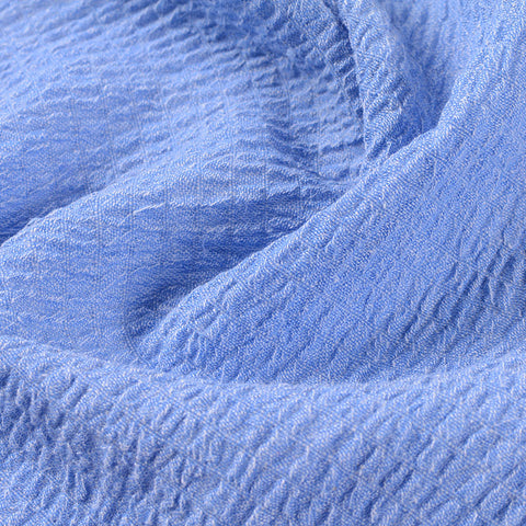 Jacquard Linen Cotton Stretch Knit Fabric, 129 gsm, 135 cm — Blue