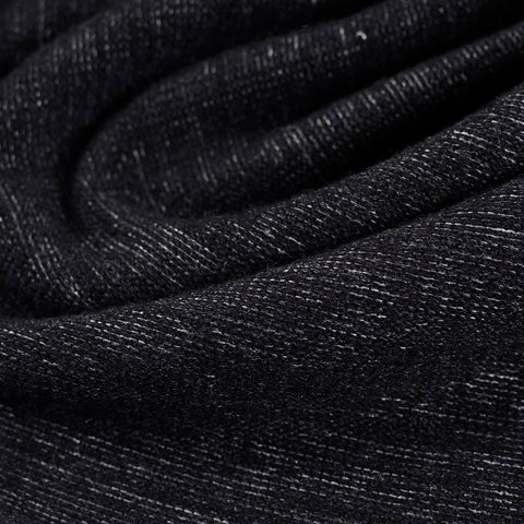 Cotton Polyester Stretch Chunky Knit Fabric, 405 gsm, 165 cm — Black