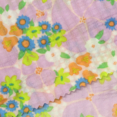 Blue Flowers Seersucker, Polyester