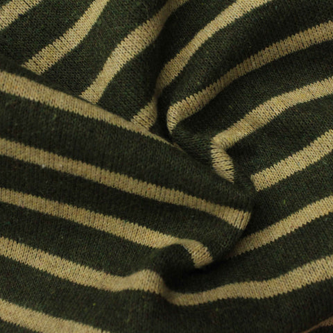 Dark Green Stripes Interlock Knit, Poly-Acrylic