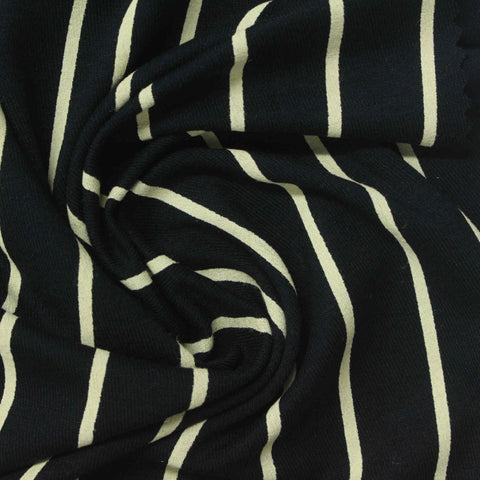 Cream Vertical-Stripe Jersey Knit, Viscose