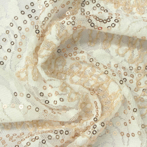 White Sequin Lace, Polyester