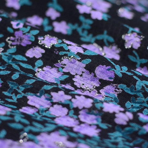 Purple Floral Jersey Knit, Viscose, 175 gsm, 156 cm