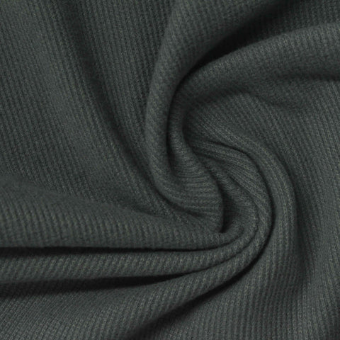 Brushed Polyester Stretch Rib Knit Fabric, 300 gsm, 120 cm — Grey