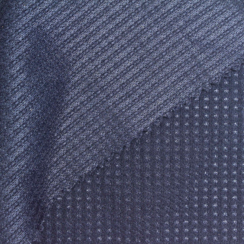 Navy Dots Waffle Knit, Polyester